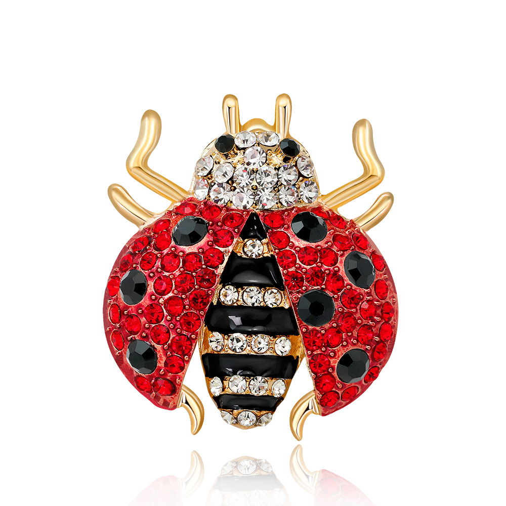 Distinctive Korean style clothing cartoon brooch creative Coccinella septempunctata corsage with diamond brooch pin brooch