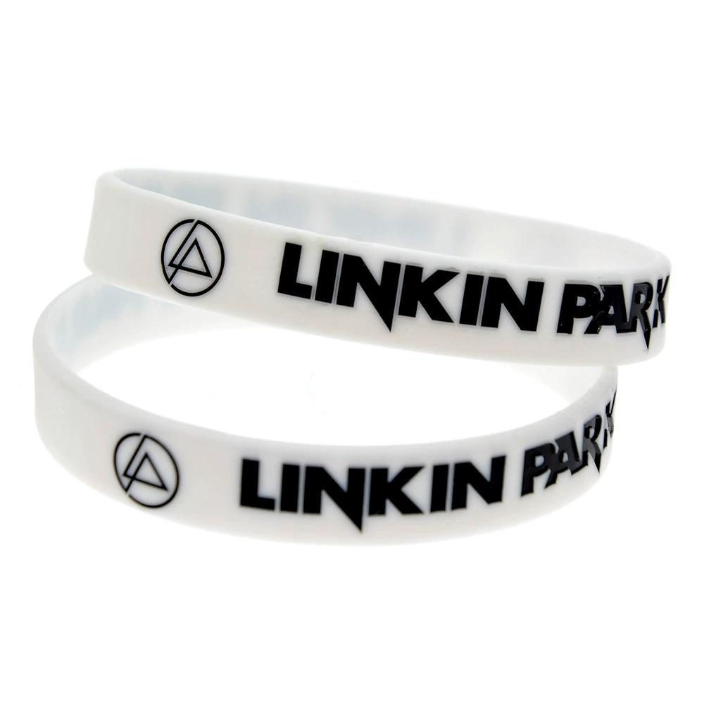 Силиконовый браслет Linkin Park запястье, 202×12×2 мм, силикон, черно-белый