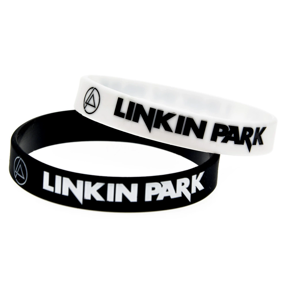 Силиконовый браслет Linkin Park запястье, 202×12×2 мм, силикон, черно-белый