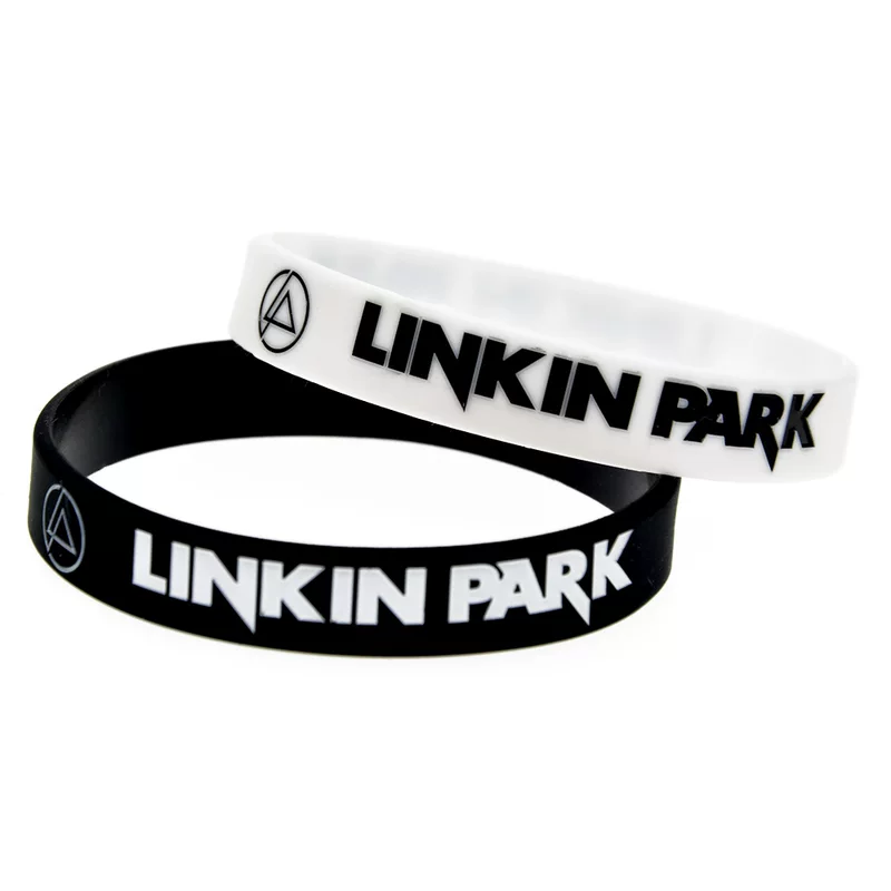 Силиконовый браслет Linkin Park запястье, 202×12×2 мм, силикон, черно-белый