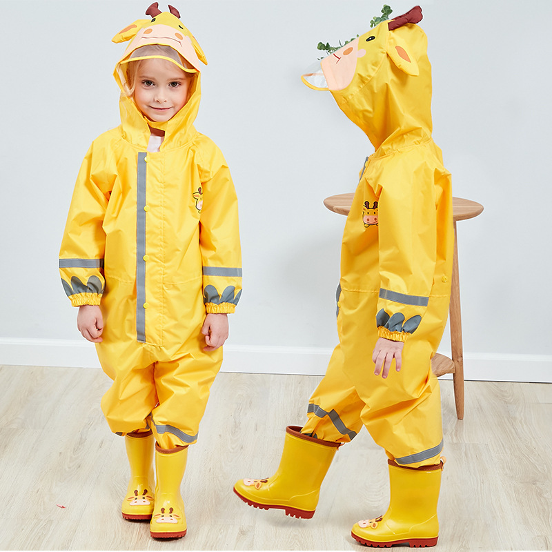 Cross-border direct selling three-dimensional conjoined children's raincoat cartoon girls boys waterproof baby thin hooded children poncho