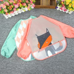 Children's Waterproof Overalls for Export Factories, Baby Bodysuit with Coverall, Wash-Free Meal Suit, Bib, Pouch, and Art Smock