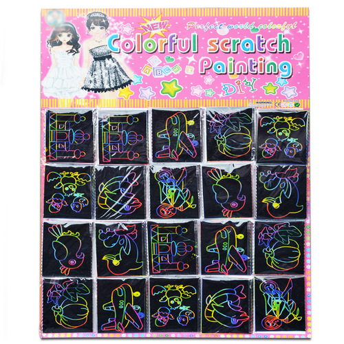 New scratch-off girl's hand-made scratch-off colorful scratch-off watercolor painting creative hanging board toy
