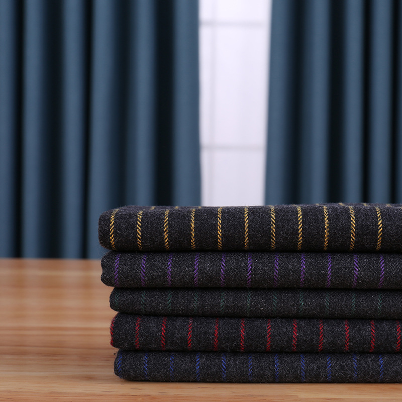 厂家直供 21s涤棉色织布 磨毛条子布 西装衬衫针织面料 现货供应