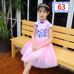 Children's dress 2024 new summer cheongsam dress dance costume performance dress chiffon dress