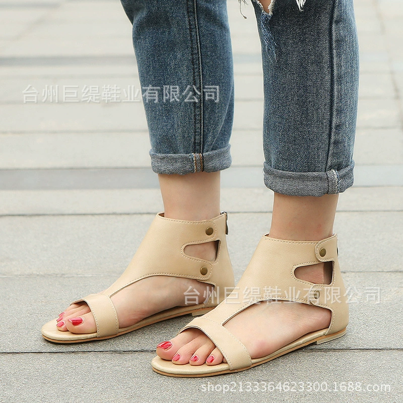 Juti производители отправляют пожелание Amazon европейских и американских женщин плоские заклепки размер 43 женские сандалии