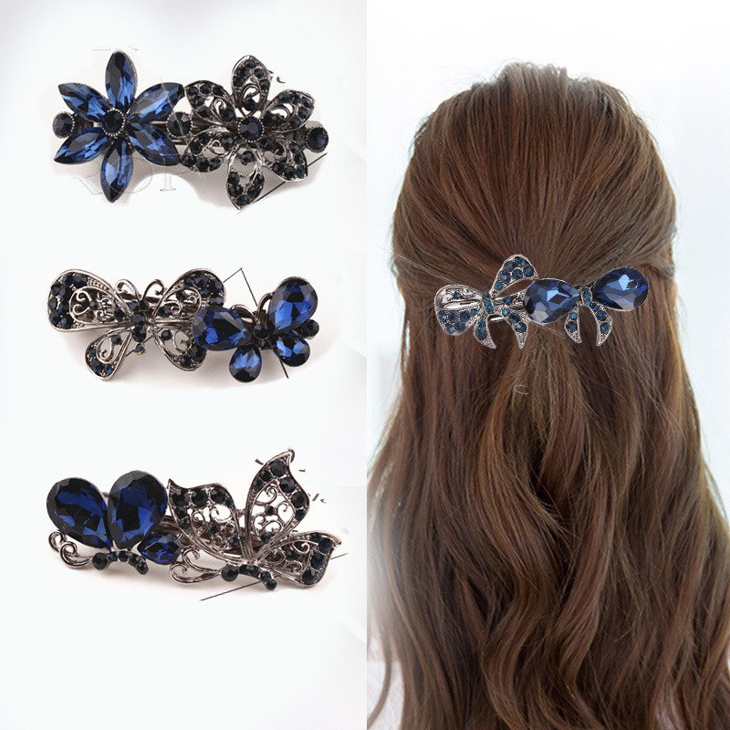 Small vintage alloy diamond black hairpin jewelry bow hairpin boutique headdress hair accessories wholesale