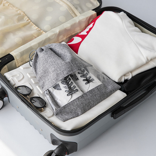 Burlap Travel Shoes Packing Storage Bag Suitcase Shoe Cover Transparent Household Dustproof Bag for Shoes Travel Shoe Bag