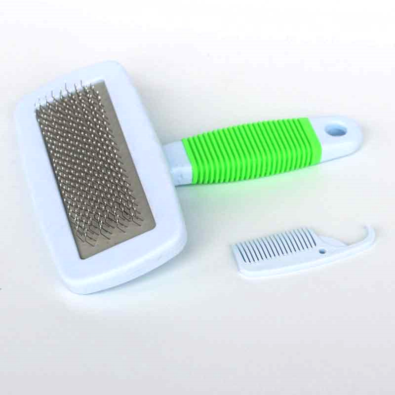 Pet peine cepillo de perro traje mango de goma de acero inoxidable airbag aguja peine de limpieza suministros de belleza al por mayor