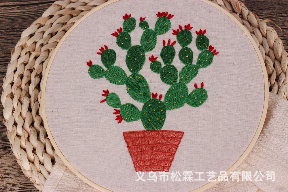Cactus planta de plátano flores y plantas novato DIY bordado hecho a mano material paquete kit traje costura