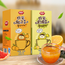 福事多蜂蜜柚子茶柠檬茶420g/盒小袋装便携带冲水喝的饮品批发