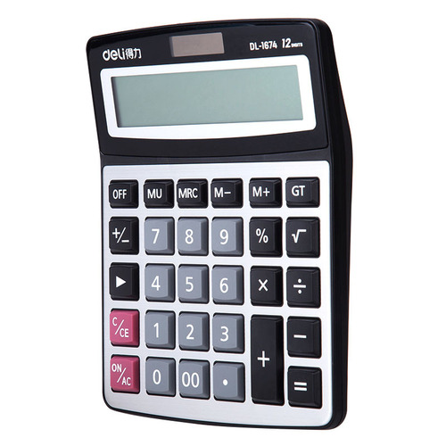 Deli 1674 financial office calculator accounting computer 12-bit large screen dual power supply solar calculator