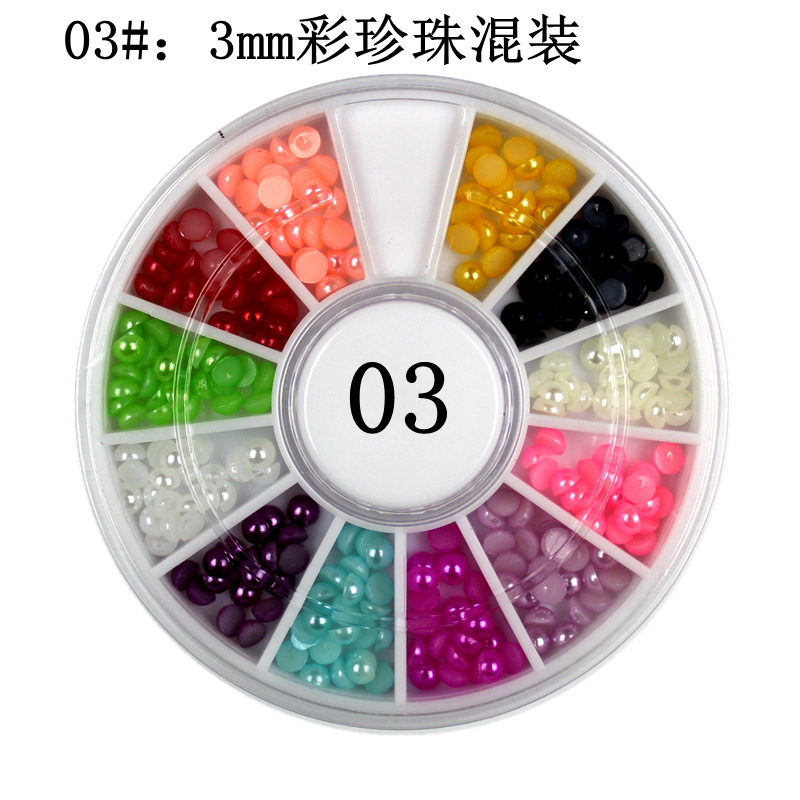 Uñas DIY joyería blanco perla placa porcelana blanco todo-fósforo semicírculo plana beige Blanco Perla 2/3mm color perla disco