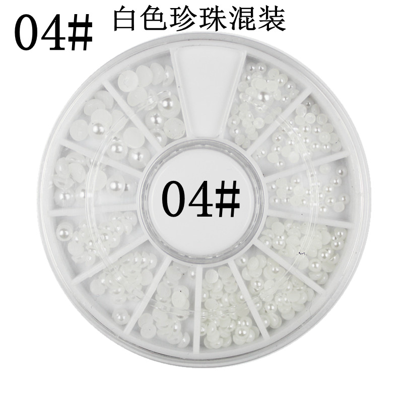 Uñas DIY joyería blanco perla placa porcelana blanco todo-fósforo semicírculo plana beige Blanco Perla 2/3mm color perla disco