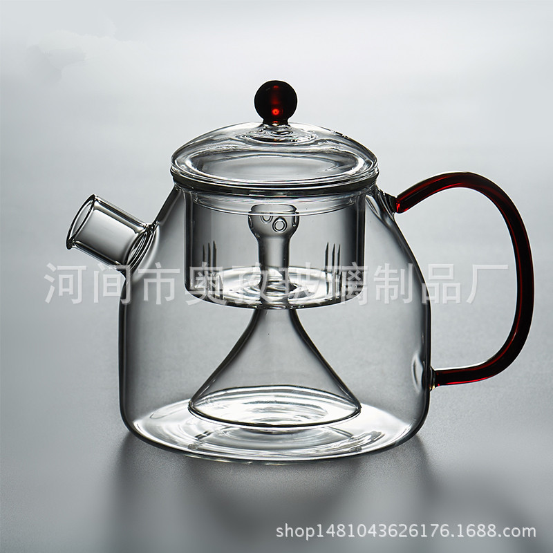 电陶炉加热烧水壶过滤玻璃蒸茶壶喷淋煮茶器黑泡花茶壶蒸汽壶家用
