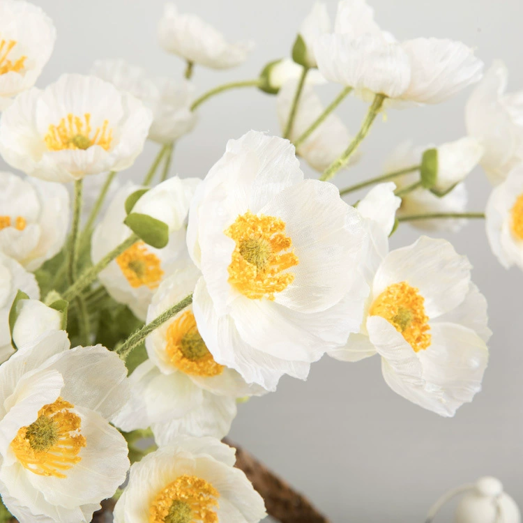 Model decorative simulation fake flower planting Mao Yumei living room simulation planting hair 4 -headed poppy flowers