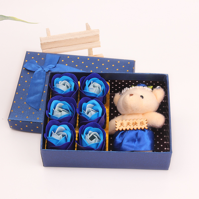 Regalos de San Valentín 12 cajas de regalo de flores de jabón flores flores artificiales oso rosa regalo creativo flor eterna al por mayor