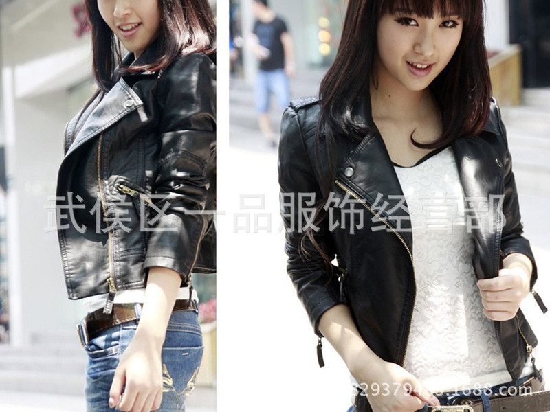 Wholesale 2024 Spring and Autumn New Korean Style Women's Pu Leather Jacket Women's Short Slim Jacket Motorcycle Wear Leather Jacket Wholesale 2024 Spring and Autumn New Korean Style Women's Pu Leather Jacket Women's Short Slim Jacket Motorcycle Wear Leather Jacket