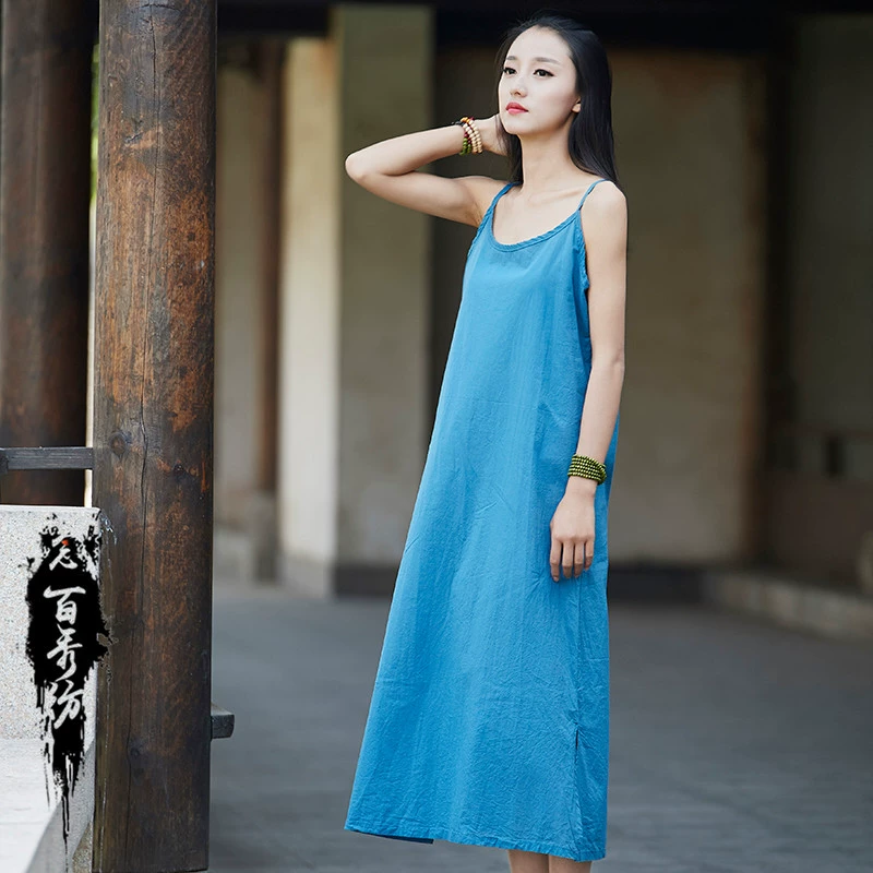 Новинка осени/зимы 2024: Женское платье-комбинация из хлопка и льна в стиле ретро, легкое, свободное, стройнящее, в китайском стиле, от Nianbaixiu Textile