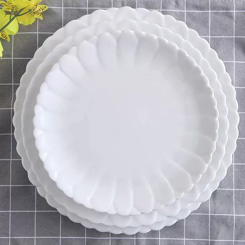 后厨陶瓷酒店陶瓷点心盘蛋糕盘水果盘菜盘8/9/10/12寸新菊花盘
