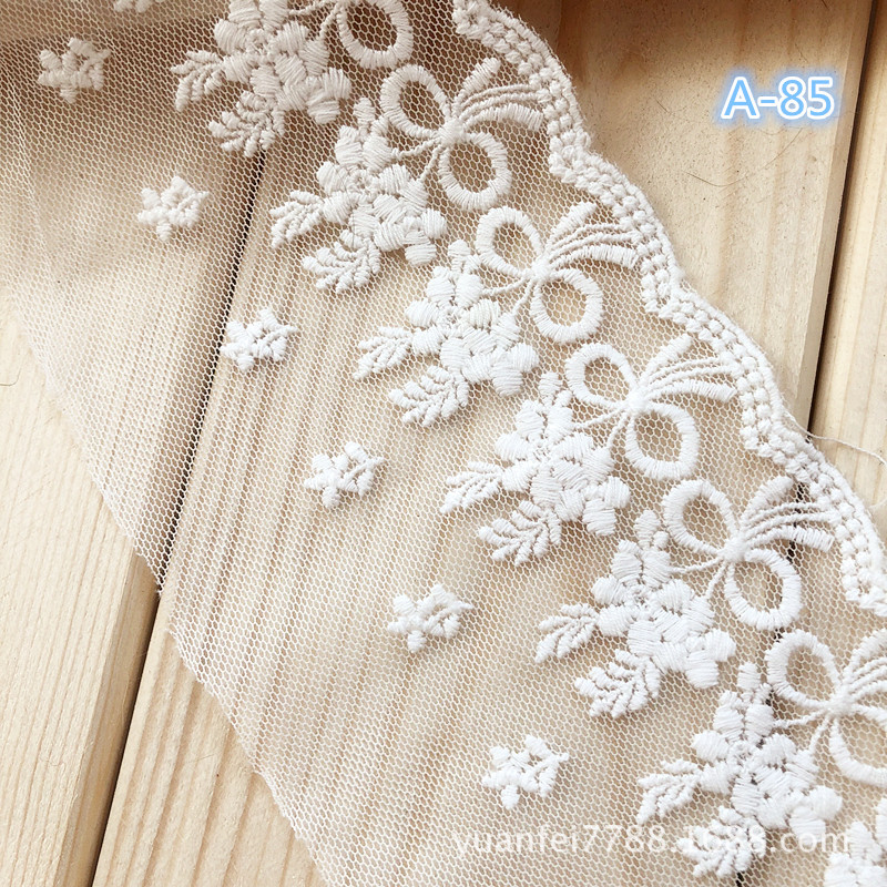 A-85芭比娃娃蝴蝶结花朵超宽裙摆刺绣花边DIY服装辅料小额混批