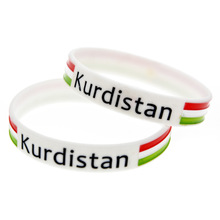 欧美新款Kurdistan Flag手圈库尔德旗帜硅胶手环填色运动腕带批发