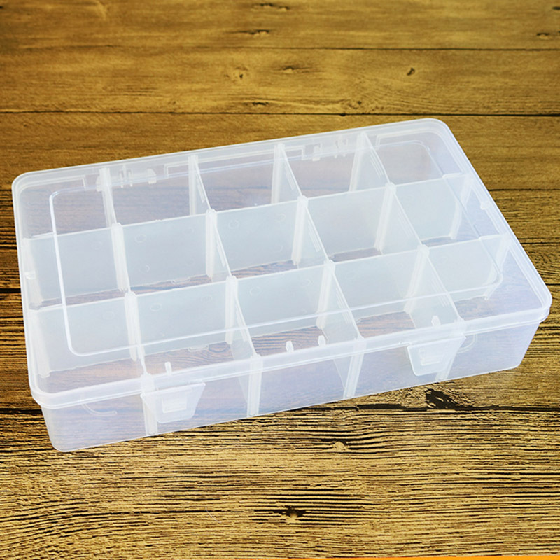 现货超大号15格收纳盒透明可拆多功能塑料盒首饰串珠玩具储物盒