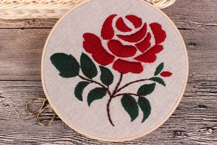 Fábrica directa Rosa bordado hecho a mano DIY tela principiante bordado europeo flores y plantas material paquete kit Kit de costura