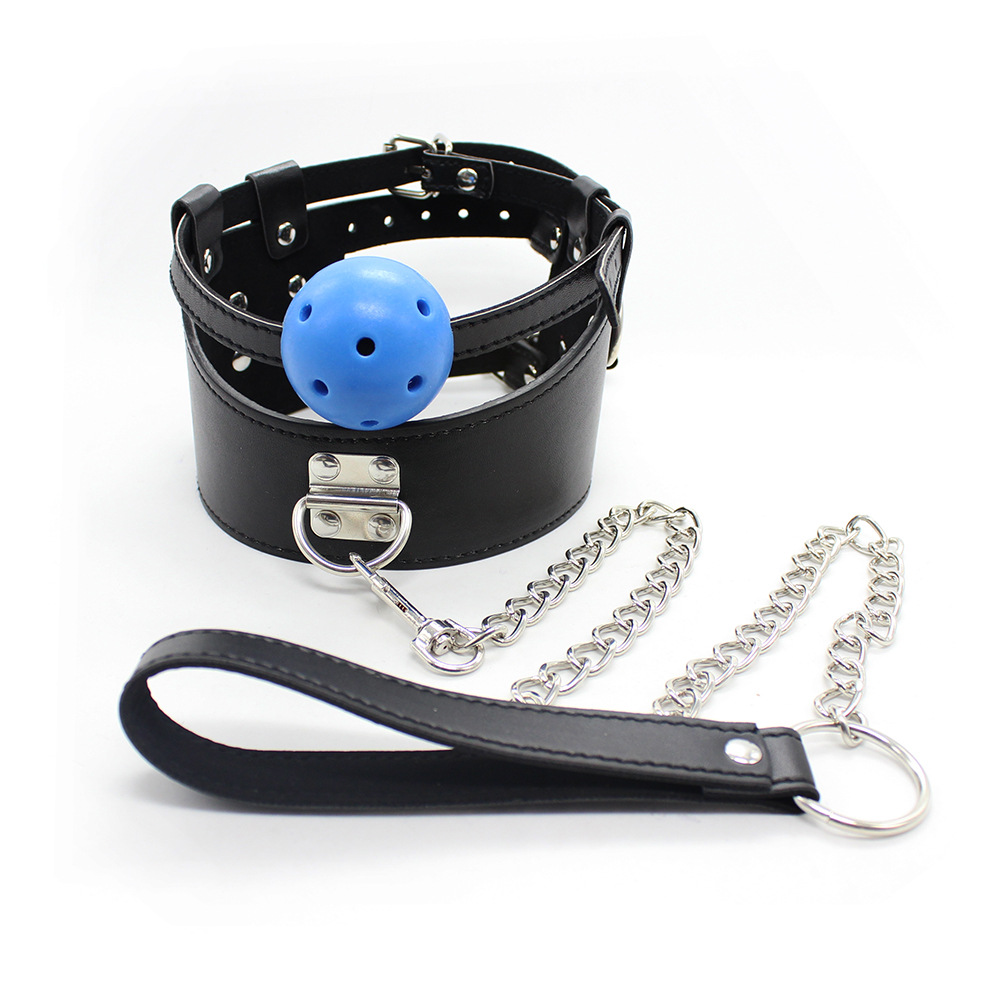 Suministro directo de fábrica sexy productos adultos del sexo cuello cubierta boca bola tracción perro cadena cuello collar perro collar SM traje