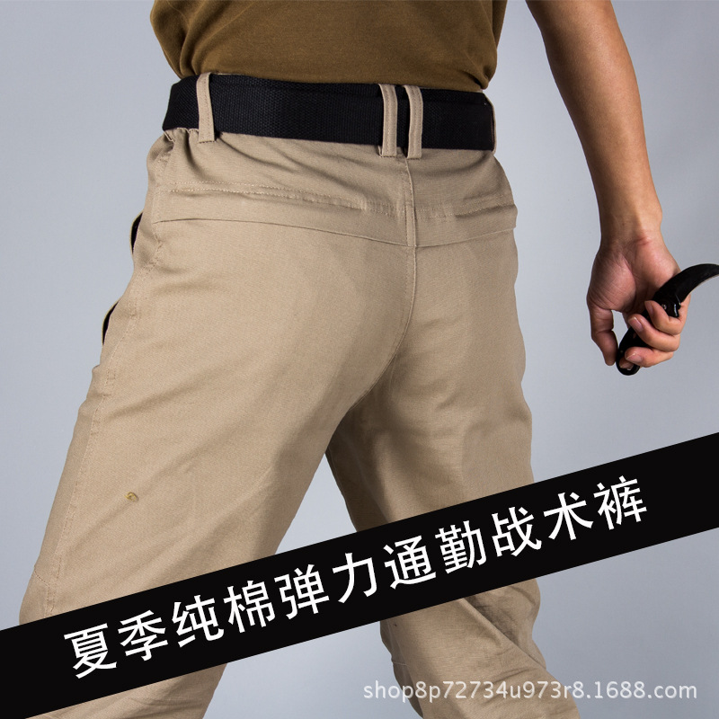 Pantalones tácticos de verano para hombres delgados pantalones de entrenamiento de entrenamiento de pantalones de trabajo al aire libre de bolsillo