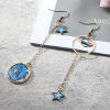 Earrings, blue long asymmetrical starry sky, wholesale