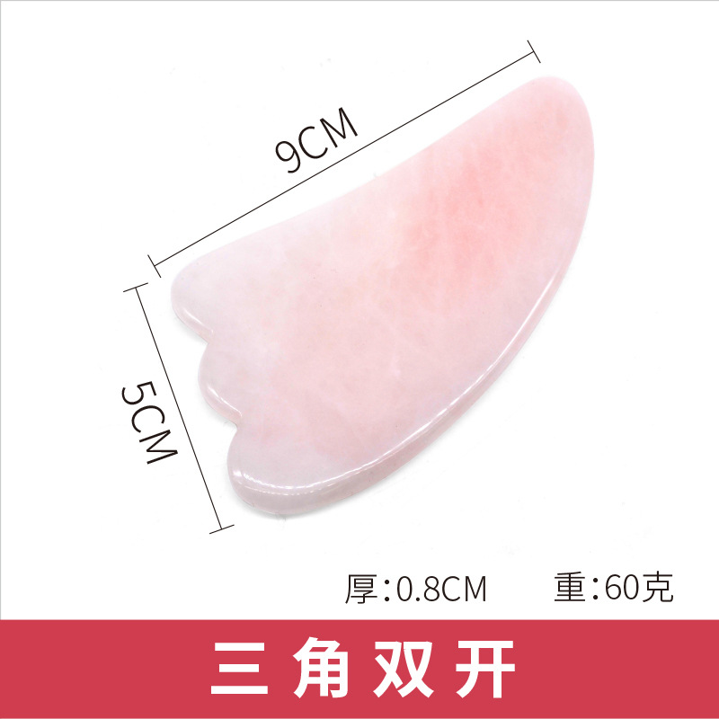 Herramienta de Jade Rosa para Masaje Facial, Forma de Pez y Triángulo