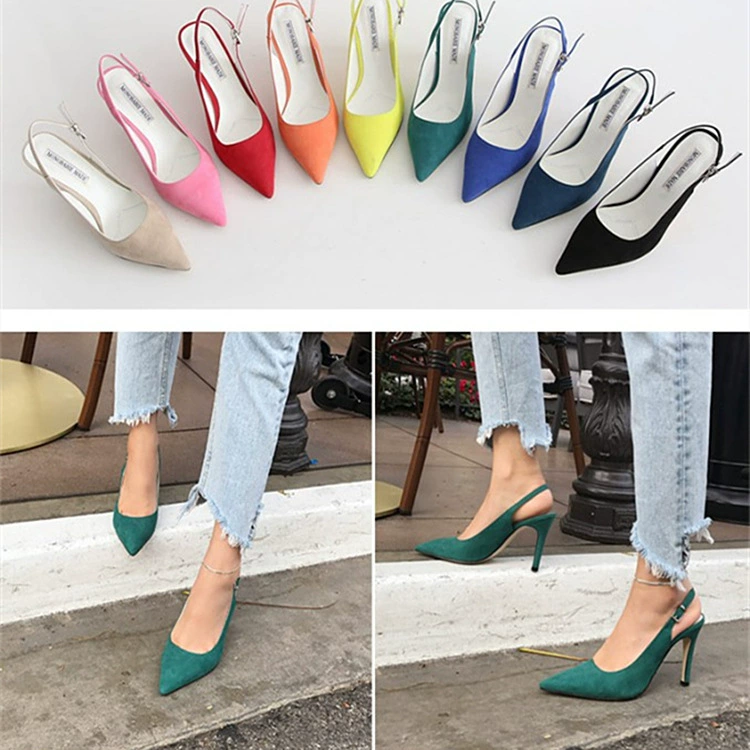 Сандалии с носком-носиком, корейский стиль Slingback высокие каблуки, в комплекте универсальный чехол для обуви
