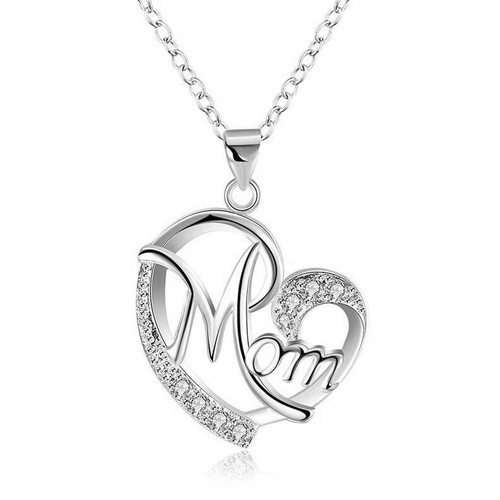 Cao Shuoou Women's Necklace (with Chain), mom's multi-color heart-shaped diamond pendant, wish Mother's Day gift, cross-border