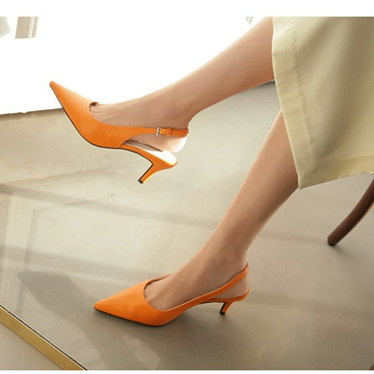 Сандалии с носком-носиком, корейский стиль Slingback высокие каблуки, в комплекте универсальный чехол для обуви