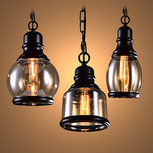 Cross-border American Chandelier Industrial Style Retro Cafe Bowling Bar Clothing Store Restaurant Single Glass Chandelier