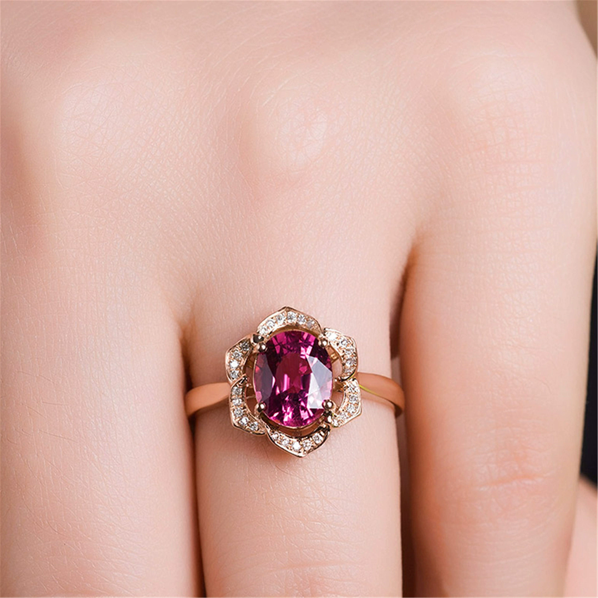 Органический турмалиновое Diamond кольцо, пожелания, 18 карат белого золота