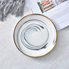 Ceramic tableware Household plate dishes Ceramic western dining marble patterned gold edge dish plate dish