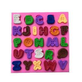 26大写纽扣字母硅胶翻糖模具 巧克力模具 G208