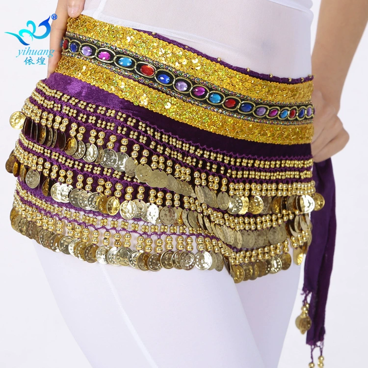 248 монет цветные бриллиантовые танцы живота представление Талия цепочка индийский танец сценическое выступление полотенце для рук Танцевальная практика Талия цепочка