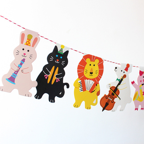Birthday flag children's day kindergarten activity decoration cartoon small animal flag birthday party decoration bunting