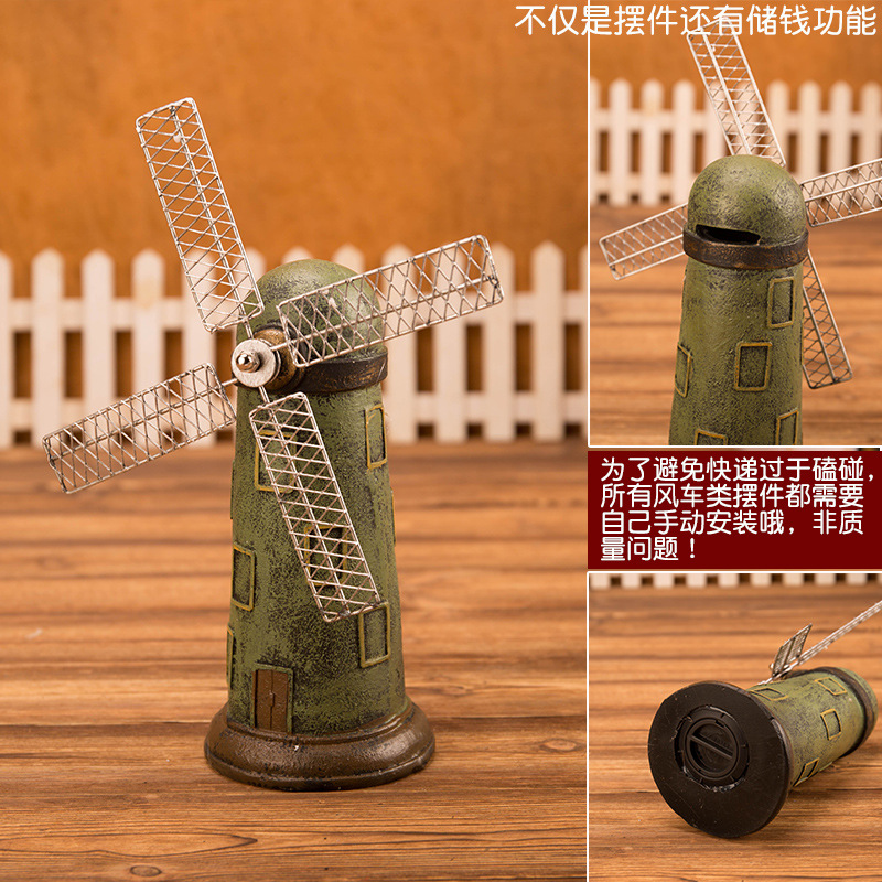 Creative Dutch windmill resin personalized gift exquisite windmill toy room decoration furniture soft decoration