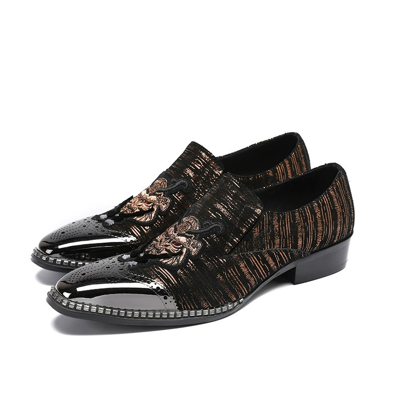 Европейская и американская железная кожаная мужская обувь с острым носком для внешней торговли, модная Парикмахерская, увеличивающая рост, индивидуальная кожаная обувь в стиле ретро для ночного клуба