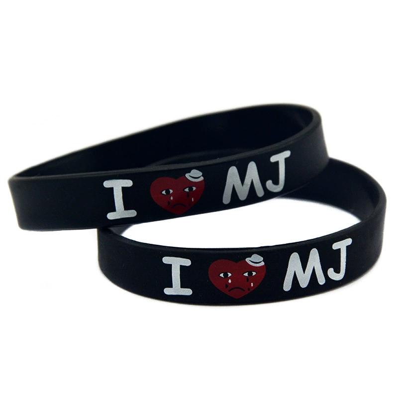 Европейский и американский браслет из мягкого силиконового клея «I love MJ» Майкл Джексон 1/2 дюйма с принтом звезды памятный нарукавник на руку
