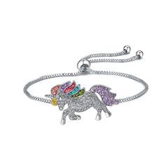 Amazon best-selling accessories unicorn children's day adjustable bracelet colorful animal pony bracelet