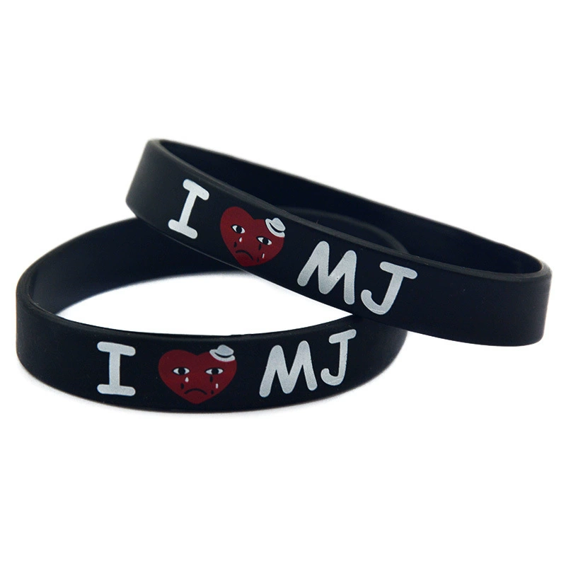 Европейский и американский браслет из мягкого силиконового клея «I love MJ» Майкл Джексон 1/2 дюйма с принтом звезды памятный нарукавник на руку