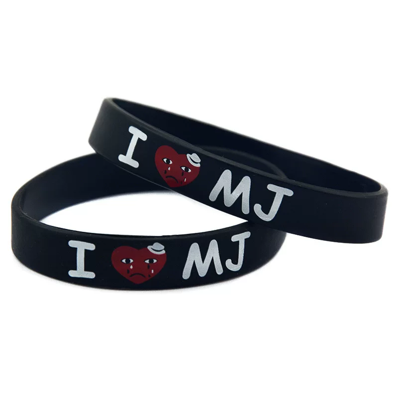 Европейский и американский браслет из мягкого силиконового клея «I love MJ» Майкл Джексон 1/2 дюйма с принтом звезды памятный нарукавник на руку