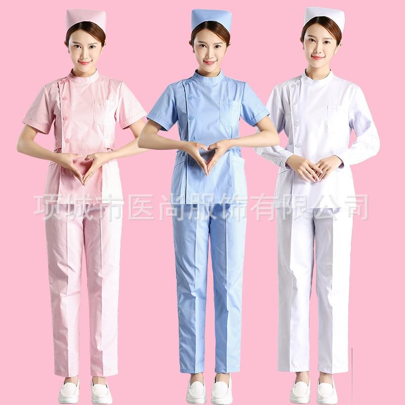 Соловей костюм медсестры с разрезом рукавом частичный воротник Стоматологическая аптека салон красоты больница белое пальто медицинская оптовая цена