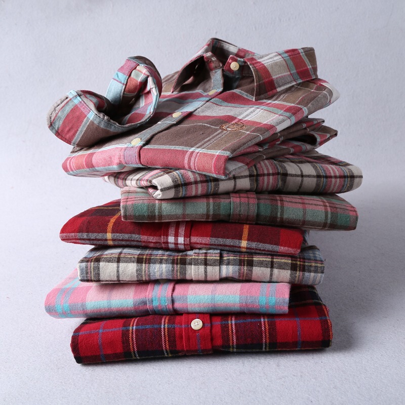Factory direct sanding plaid shirt flannel plaid shirt sanding shirt Women's thick shirt multicolor