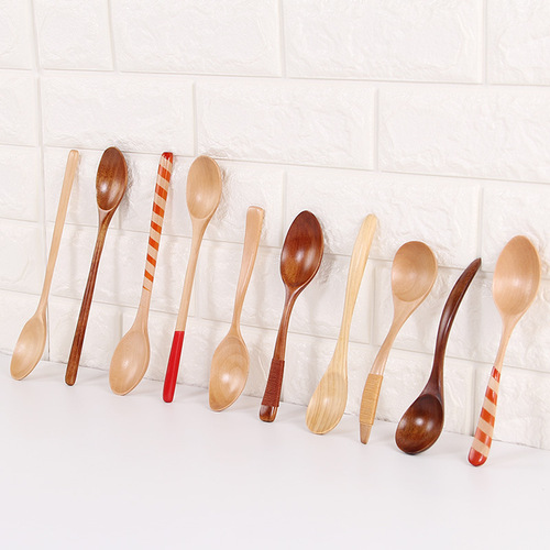 One wood, one craftsman Wooden soup spoon long handle wooden spoon tied with wire spoon coffee spoon Japanese style wooden spoon with wire wrapped